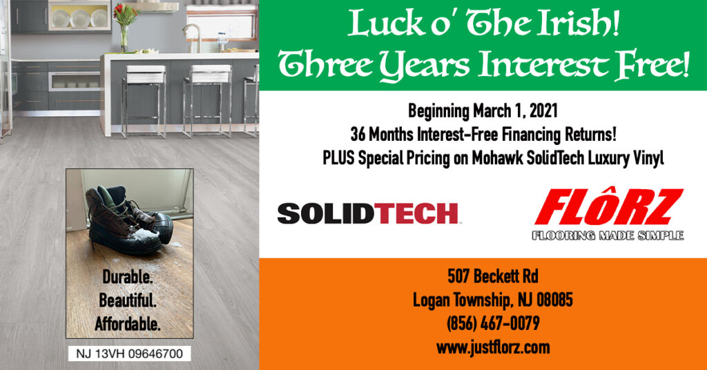 Luck of the Irish, Flooring Sale, Interest Free Financing, Flooring Delco, Flooring South Jersey