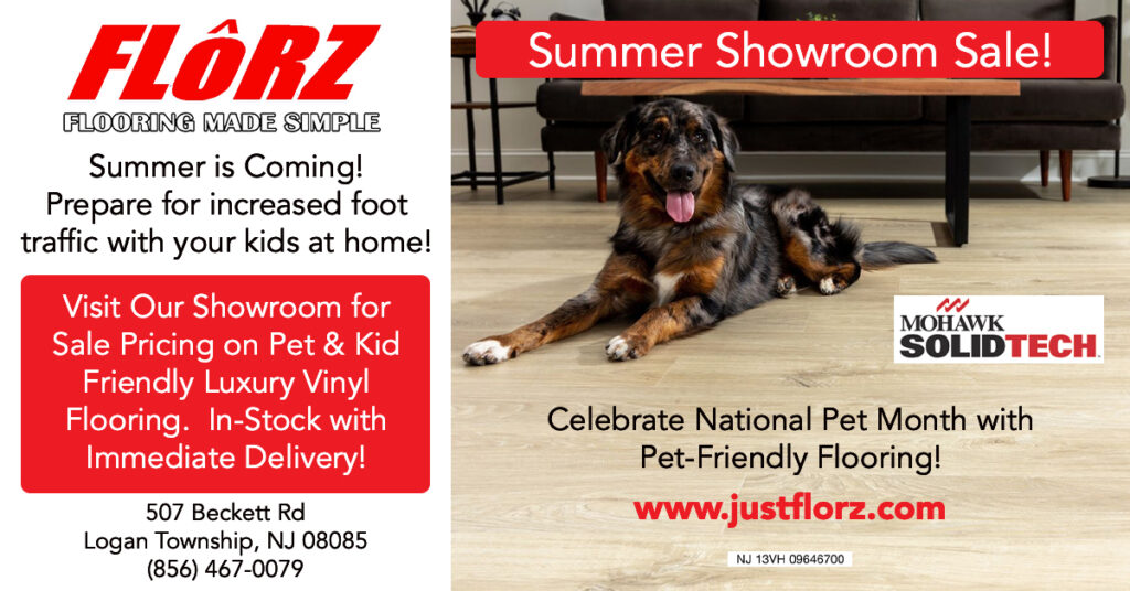 Summer Flooring Showroom Sale, Flooring Showroom South Jersey, Flooring Showroom Delco, Luxury Vinyl Flooring, Pet Friendly Flooring, National Pet Month