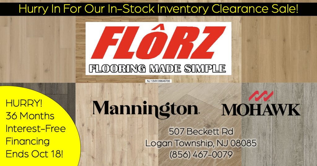 Inventory reduction event, florz flooring, flooring south jersey, interest free financing